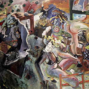 Train Stop,  1965, oil on canvas, 49 x 49"